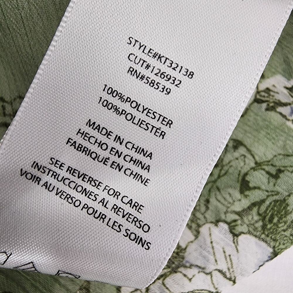 Kut from the Kloth Women's Jasmine Chiffon Button Up Shirt Green Floral Small - Picture 9 of 10